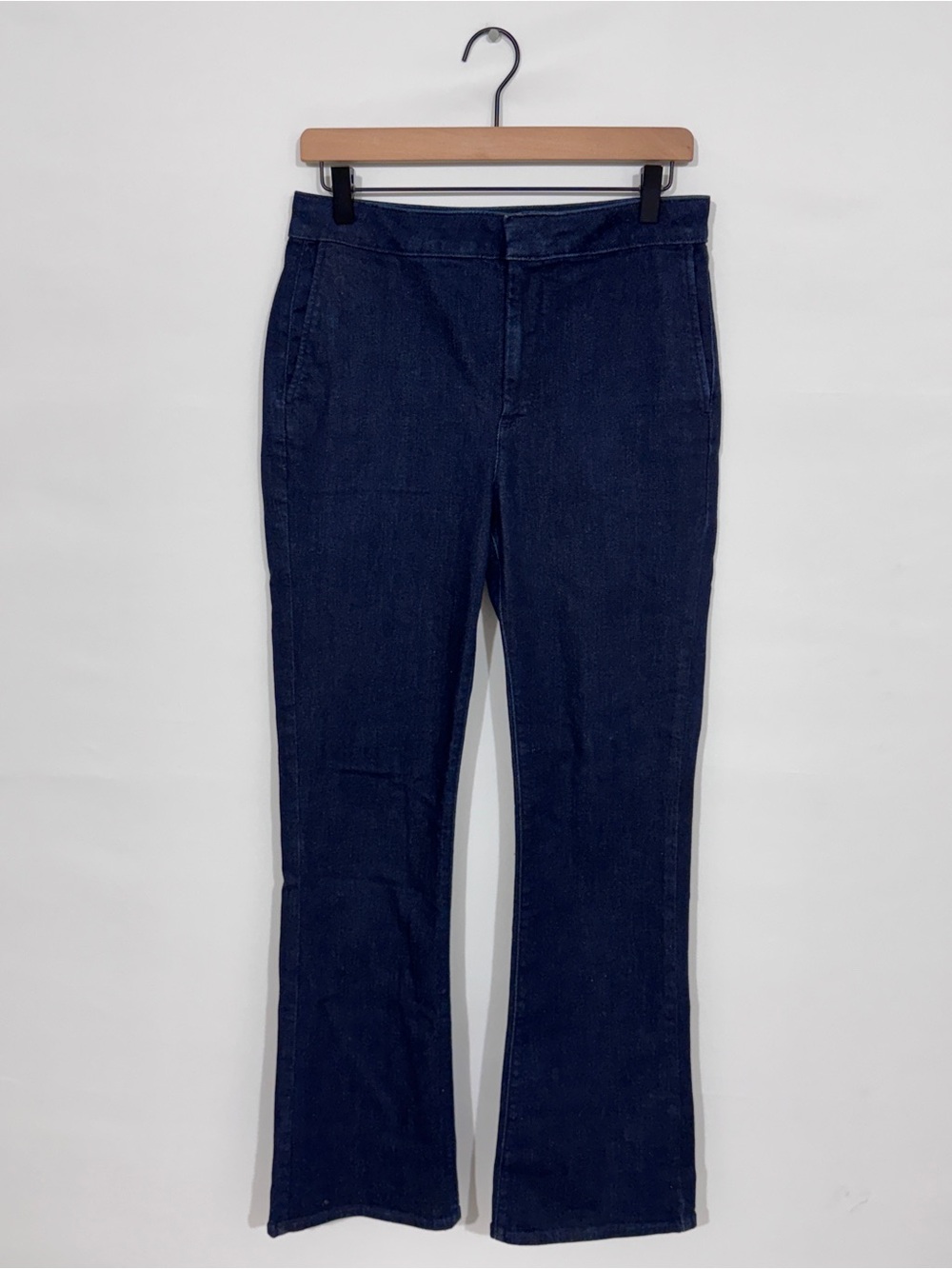 WJ12 {J. Crew} "Trouser Jean" Dark Navy Blue Wide Flare Leg Denim Jeans